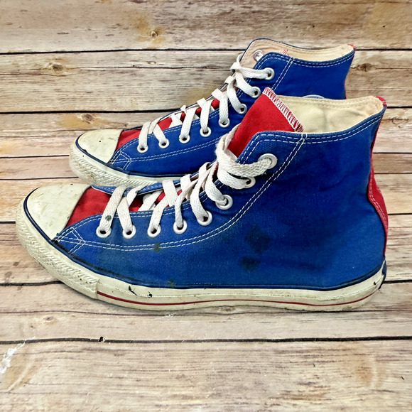 Converse All Star Chuck Taylor Blue Red White High Top Distressed Sneakers 10/12 main image 4